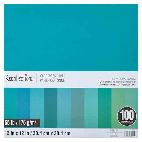 Teal Palette 12&#x22; x 12&#x22; Cardstock Paper by Recollections&#x2122;, 100 Sheets